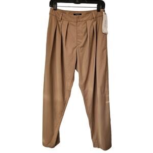 NWT Pas de Calais Khaki Straight Leg Pleated Pants Size M